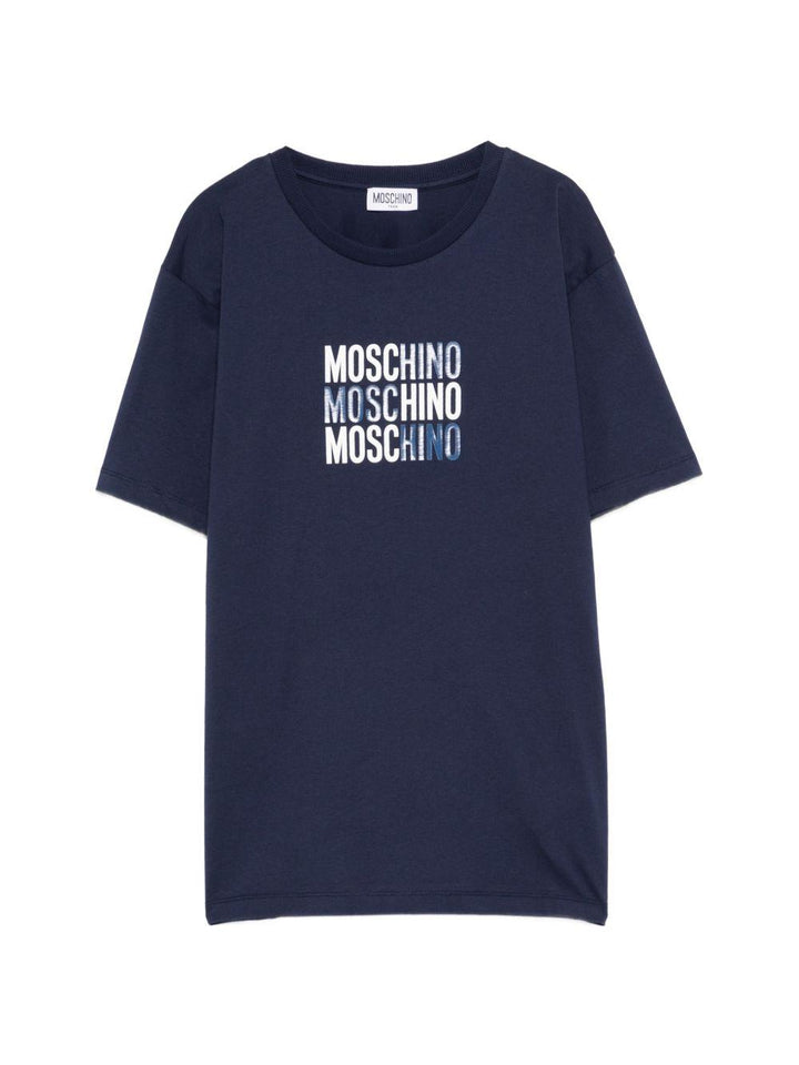 T-shirt blu navy per bambino H5M05GLAA23 40016 Moschino Kids 