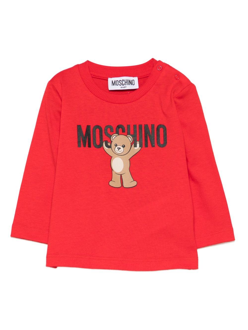 T-shirt rosso per neonato MZO00RLAA10 50109 Moschino Kids 
