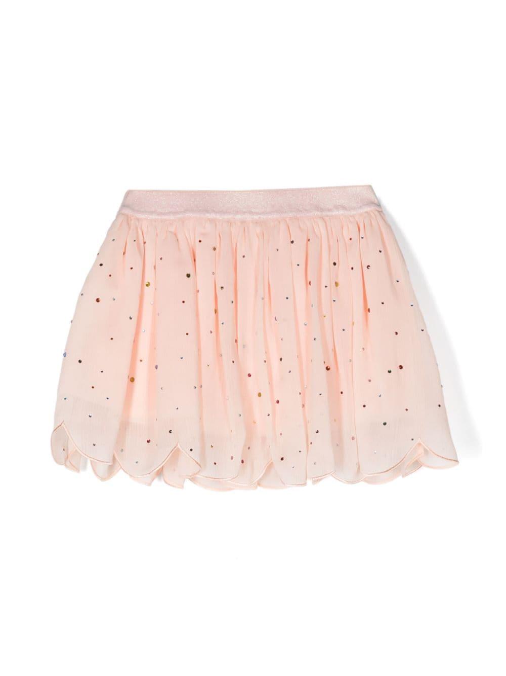 Pink skirt for girls with rhinestones