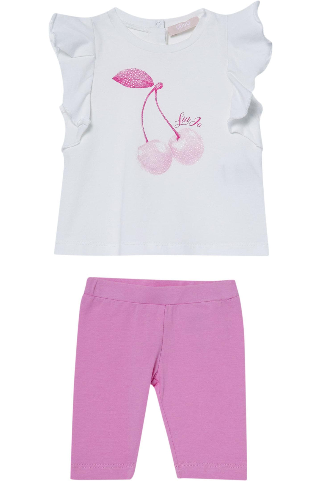 Completo bianco/rosa per neonata