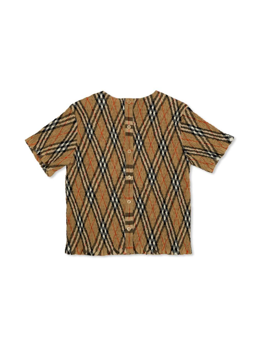 T-shirt marrone a quadri per bambina 8100073 B9368 Burberry Kids 
