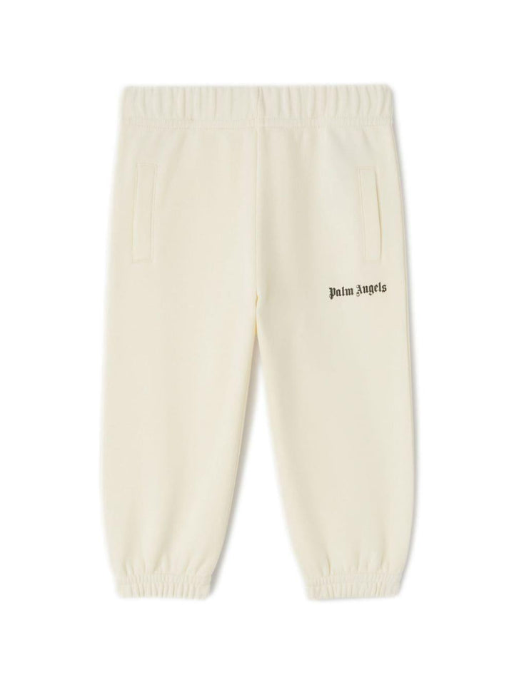 Pantalone per neonato in cotone avorio PBXD003F24FLE002 0410 Palm Angels Kids 