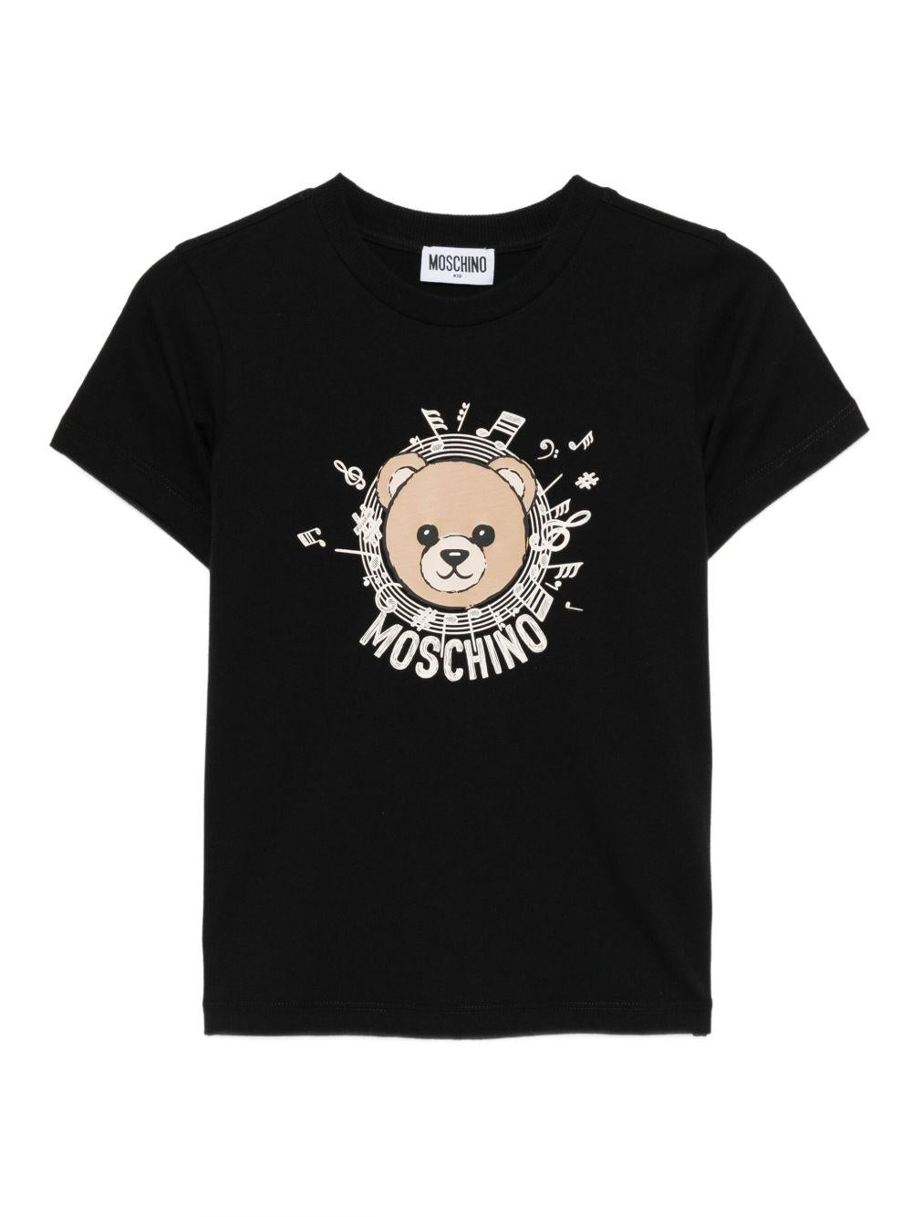 T-shirt nera per bambino HOM058LAA10 60100 Moschino Kids 