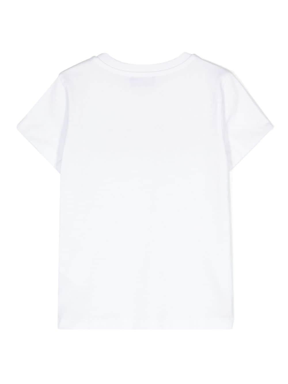 T-shirt unisex in cotone bianca con stampa HUM052LBA24 10101 Moschino Kids 