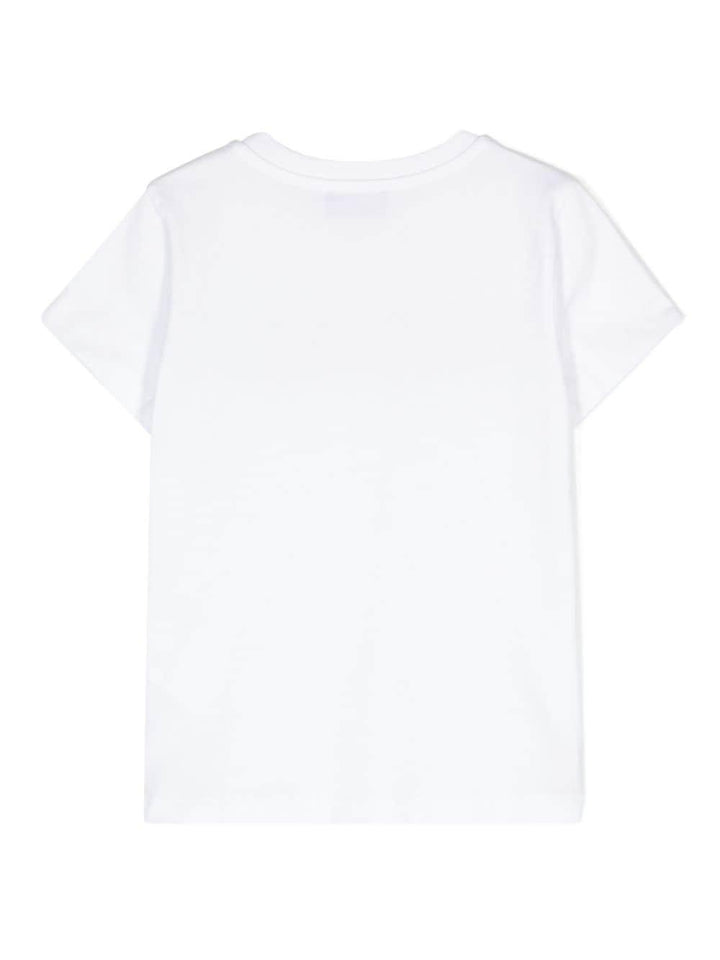 T-shirt unisex in cotone bianca con stampa HUM052LBA24 10101 Moschino Kids 