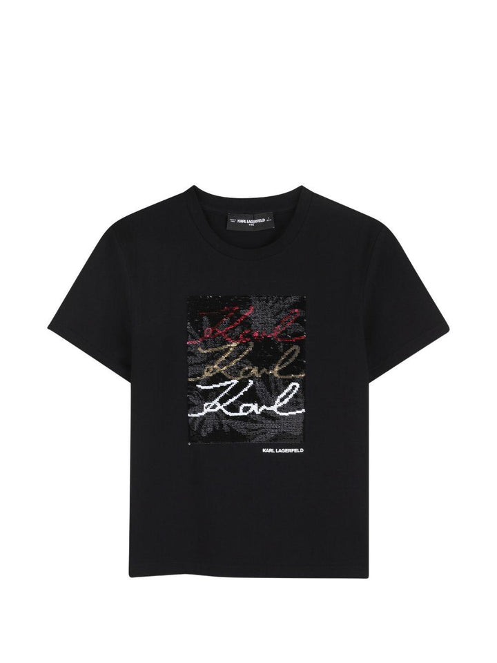 T-shirt nera per bambina Z31153 09B Karl Lagerfeld Kids 