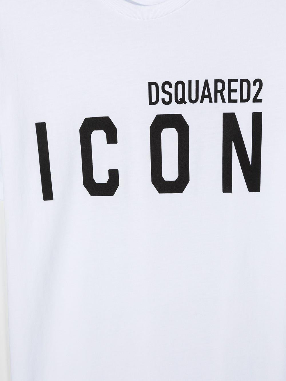 White t-shirt for boys with ICON logo