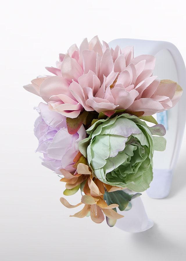 White headband with flowers for girls