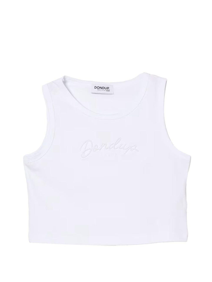 T-shirt bianca per bambina DFTS0370JE017 B000 Dondup Kids 