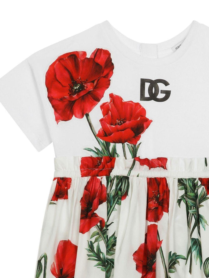 Abito bianco e rossa per bambina