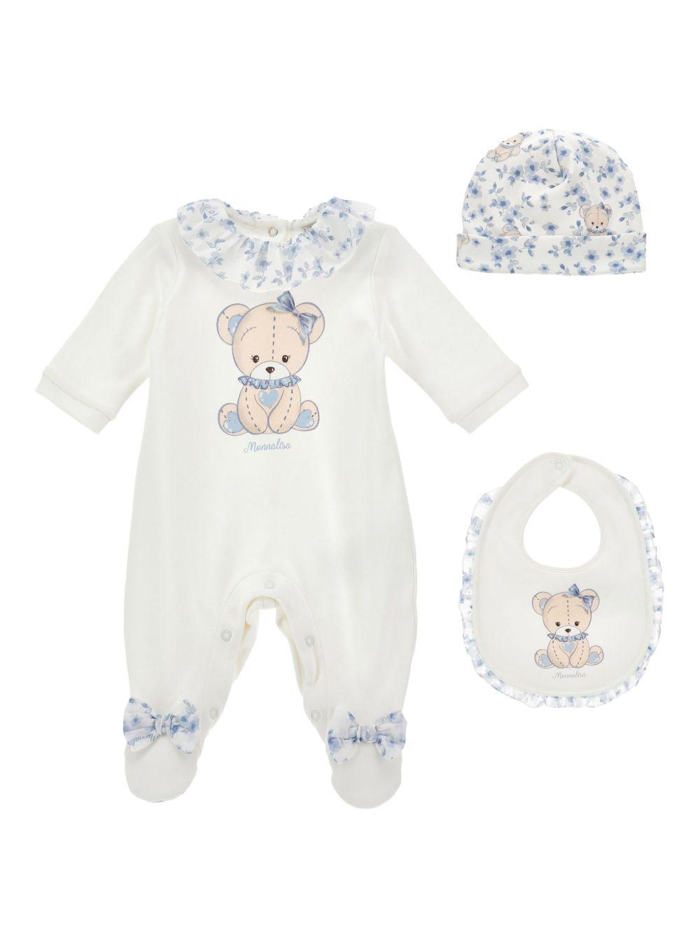Tutina bianca/blu per neonata 35F5086000 0151 Monnalisa Kids 