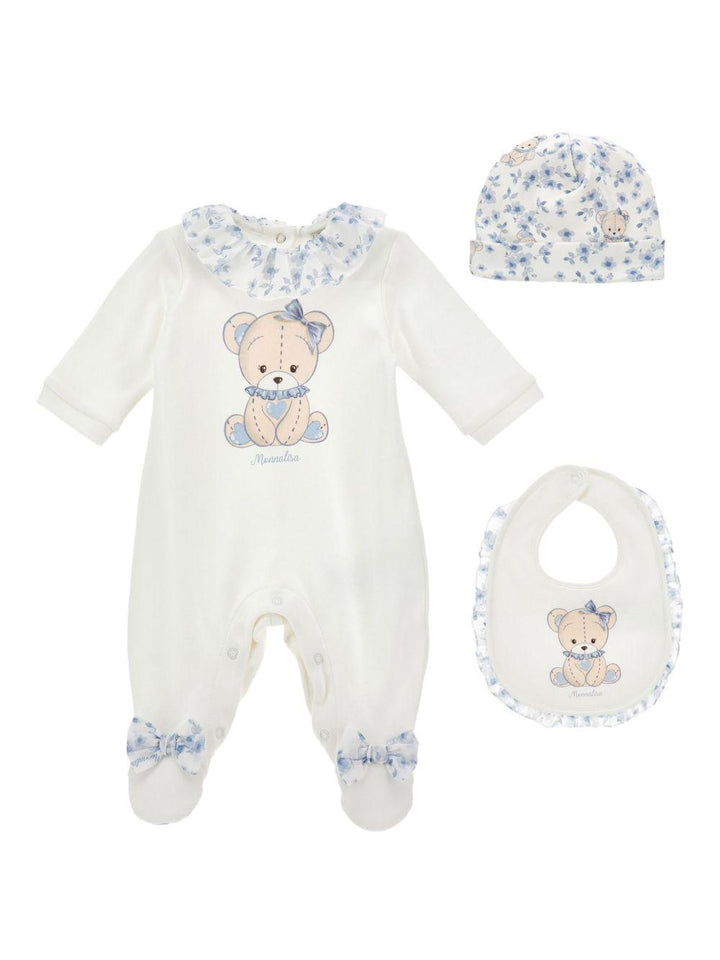 Tutina bianca/blu per neonata 35F5086000 0151 Monnalisa Kids 