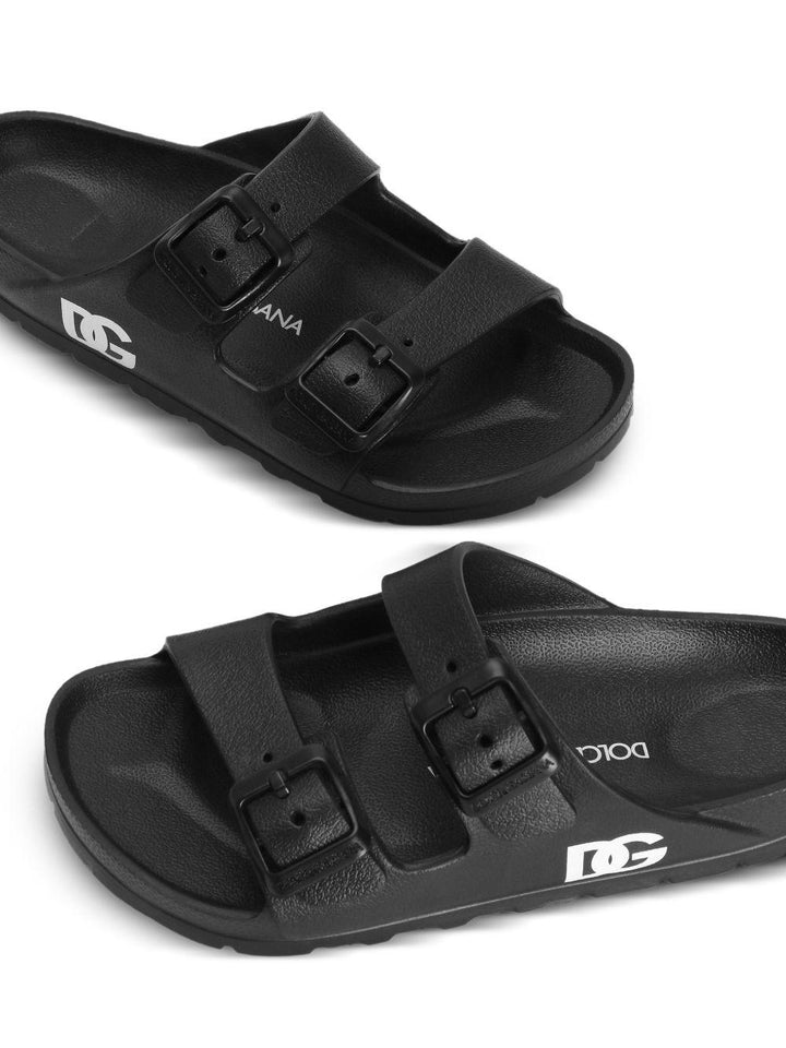 Ciabatte nere per bambina DD0324A5103 80999 Dolce & Gabbana Kids 