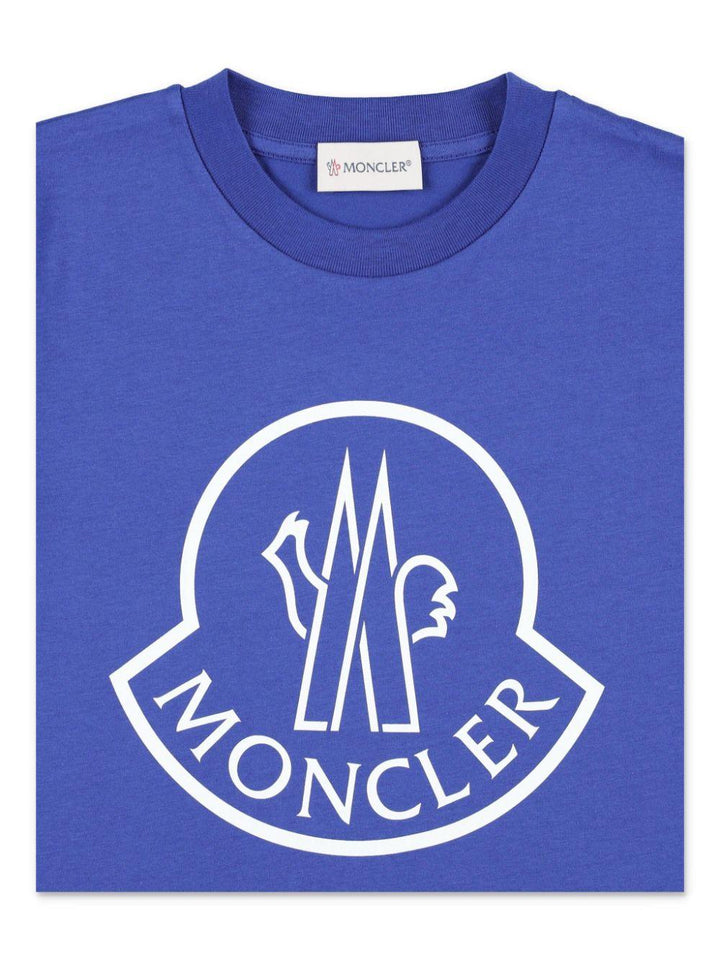T-shirt blu per bambino con logo