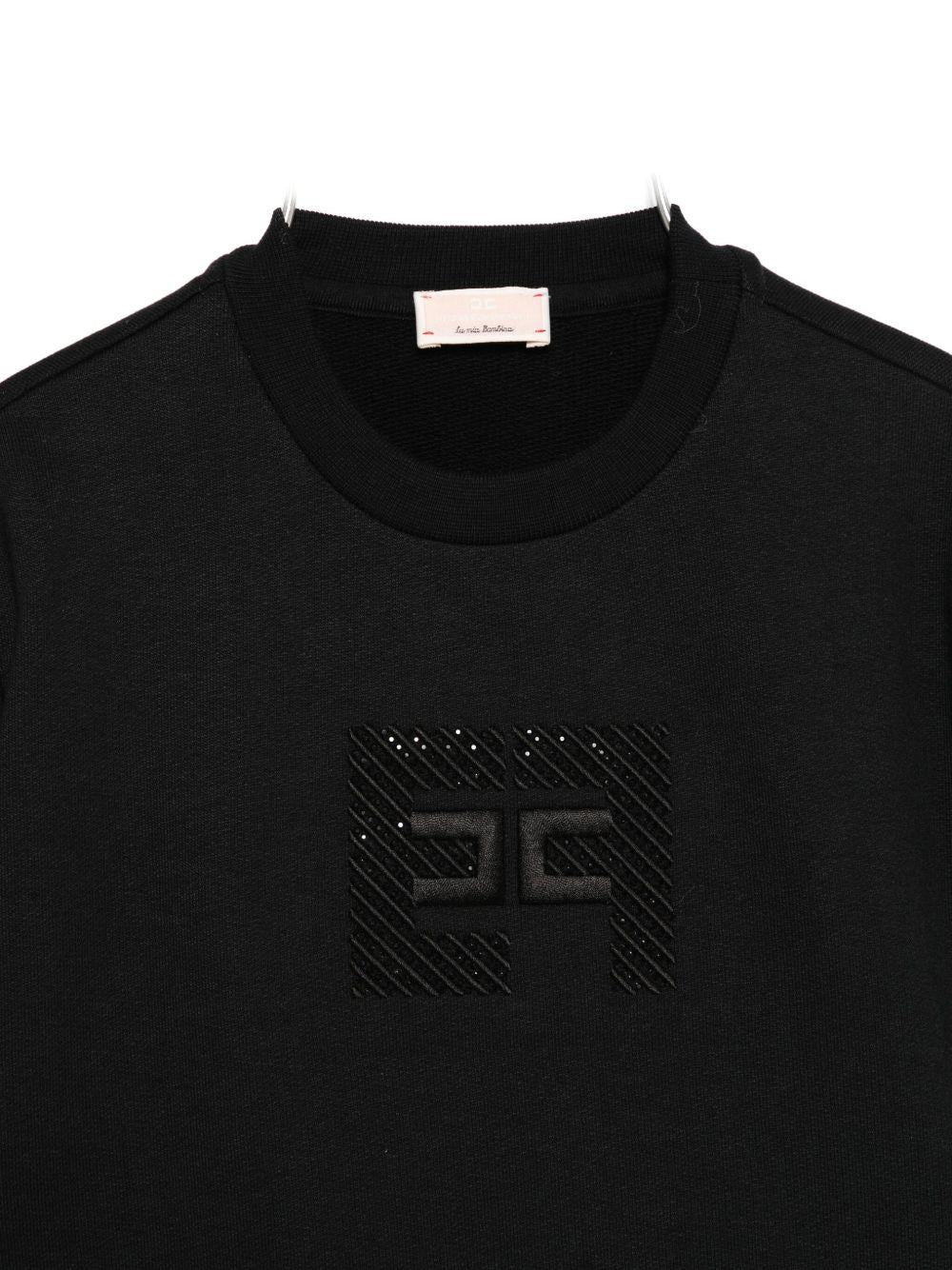 Felpa nera per bambina EGFE0560FF002 N000 Elisabetta Franchi Kids 