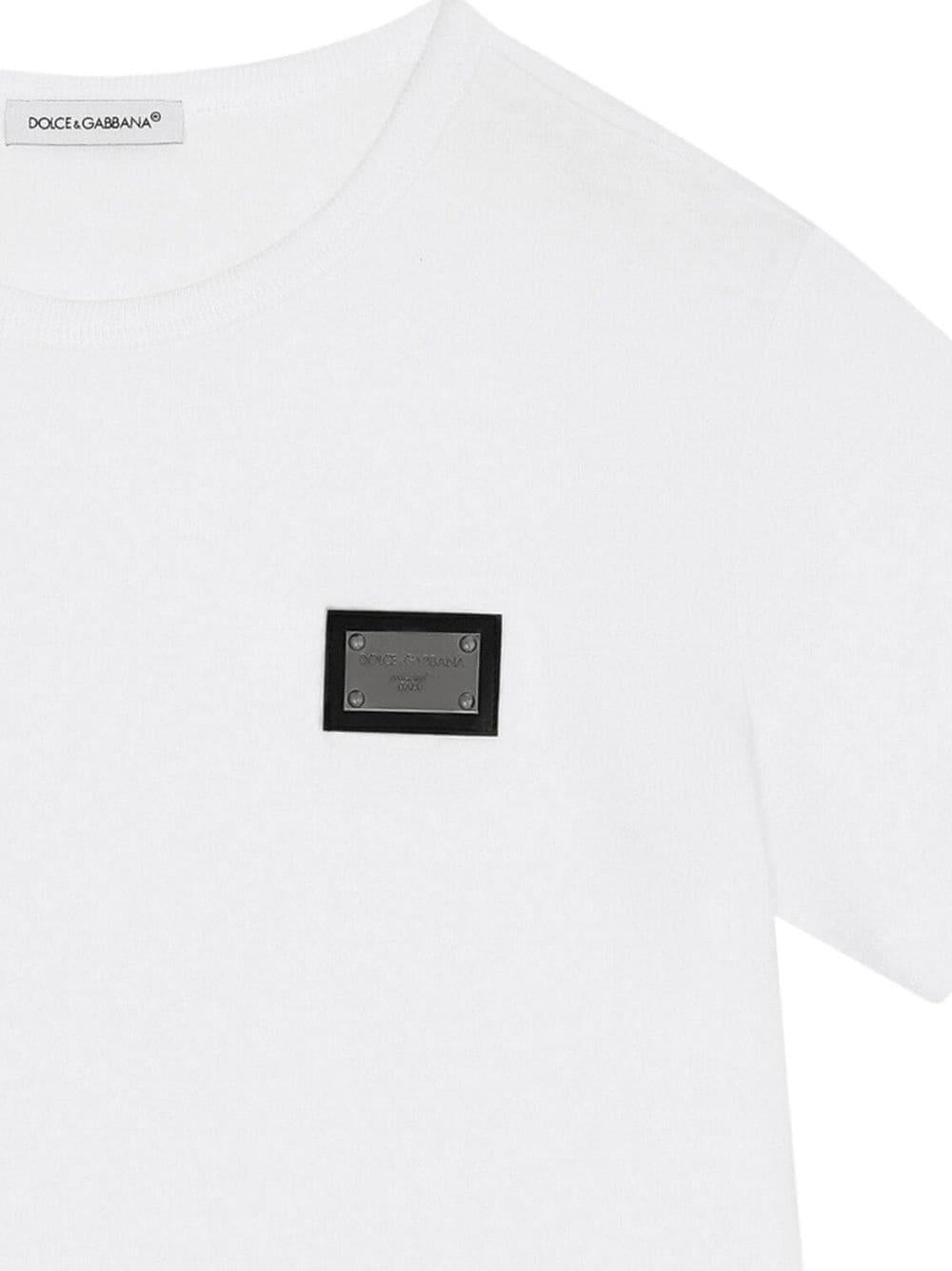 T-shirt unisex in cotone bianca con logo L4JT7TG7I2O W0800 Dolce & Gabbana Kids 