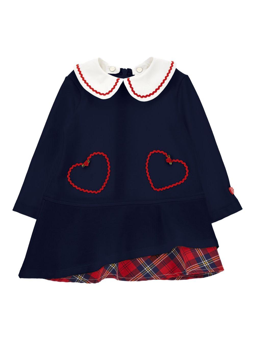 Abito blu navy/ross/bianco per neonata 31F9126207 056S Monnalisa Kids 