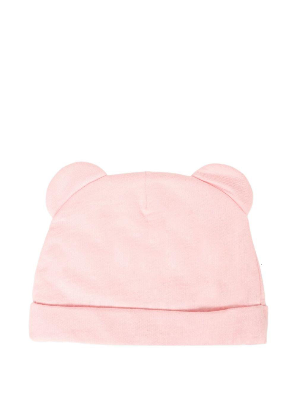 Cappello e bavetta rosa per neonata MUY08LLCA40 50209 Moschino Kids 