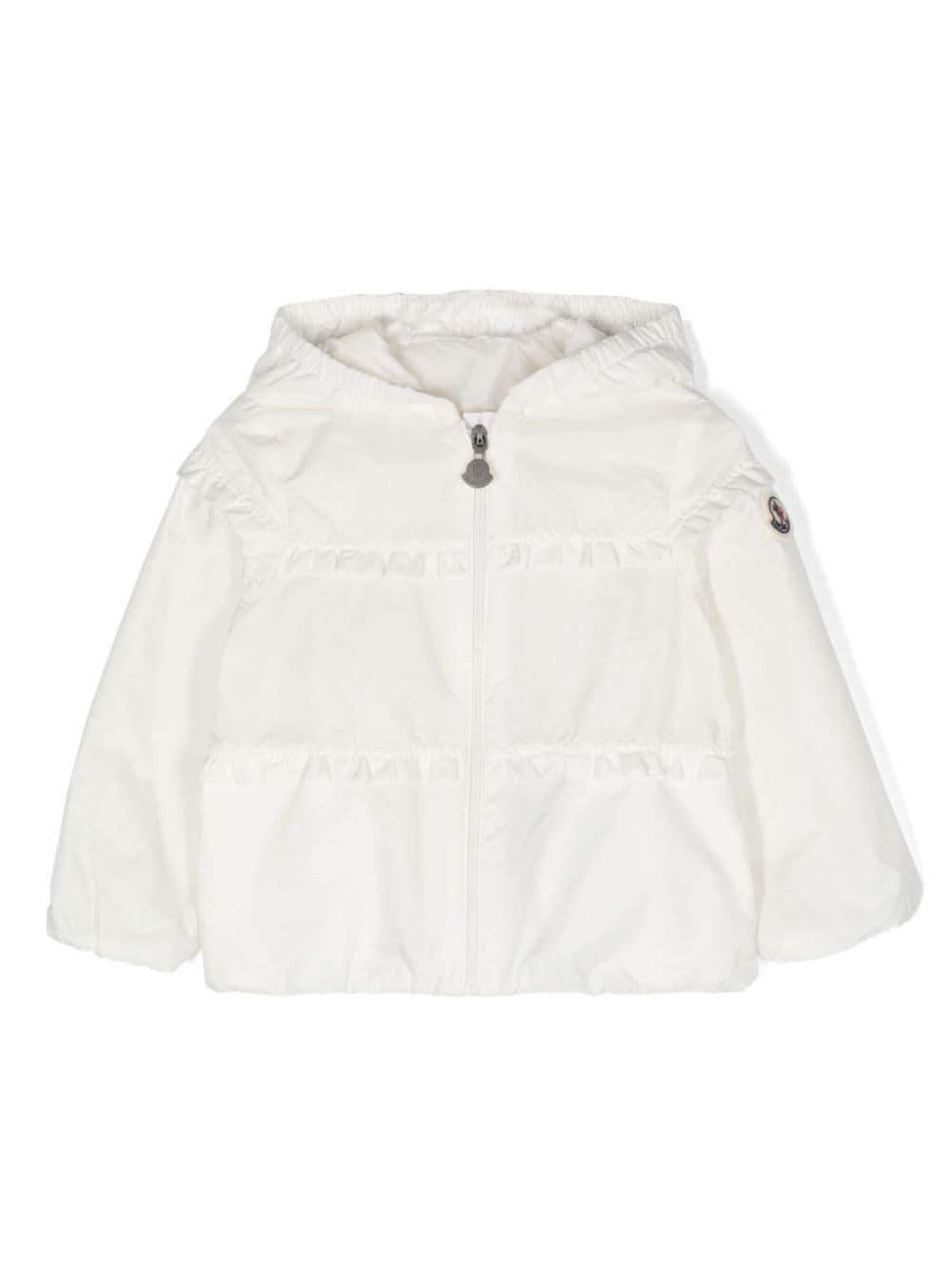 White Hiti jacket for baby girls with logo