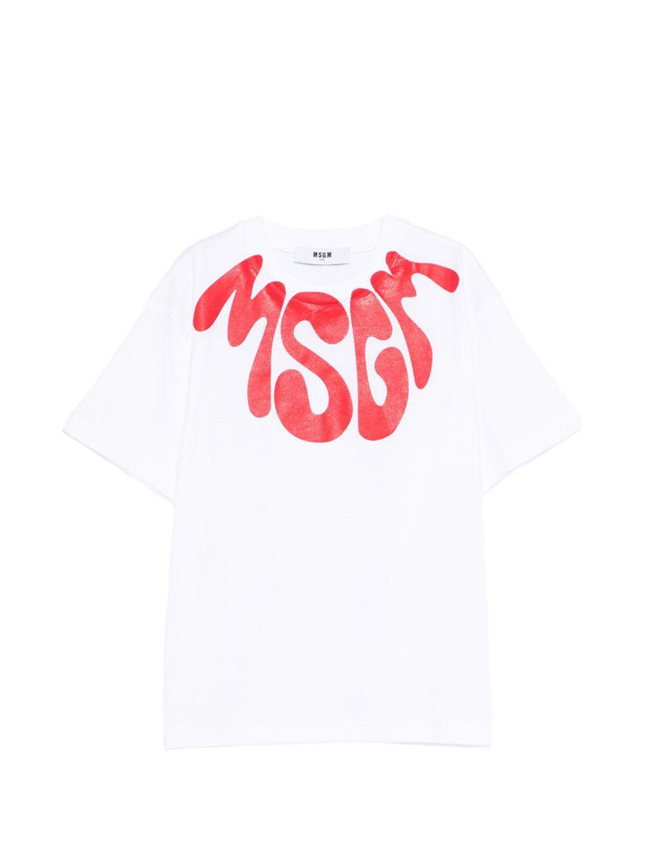 T-shirt bianca per bambino S6MSJUTH222 001/06 Msgm Kids 