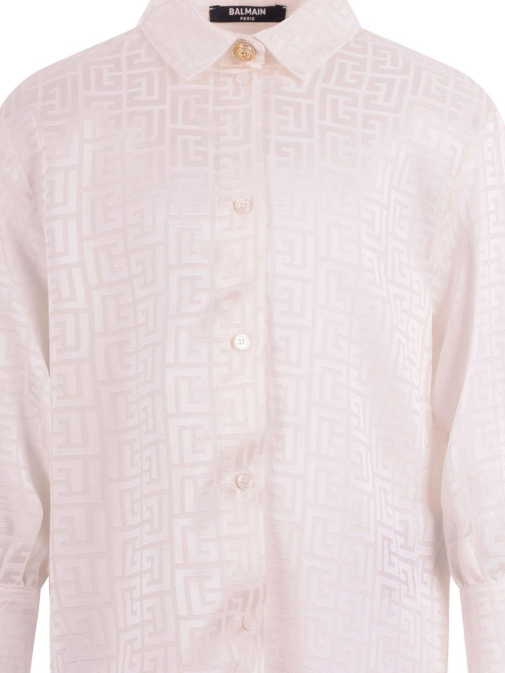 Camicia ivory per bambino BY5A30S0192 102 Balmain Kids 