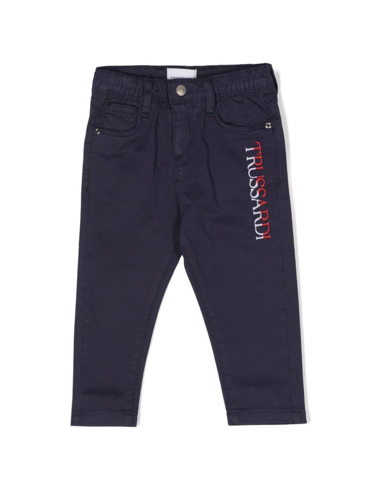 Blue baby trousers with logo