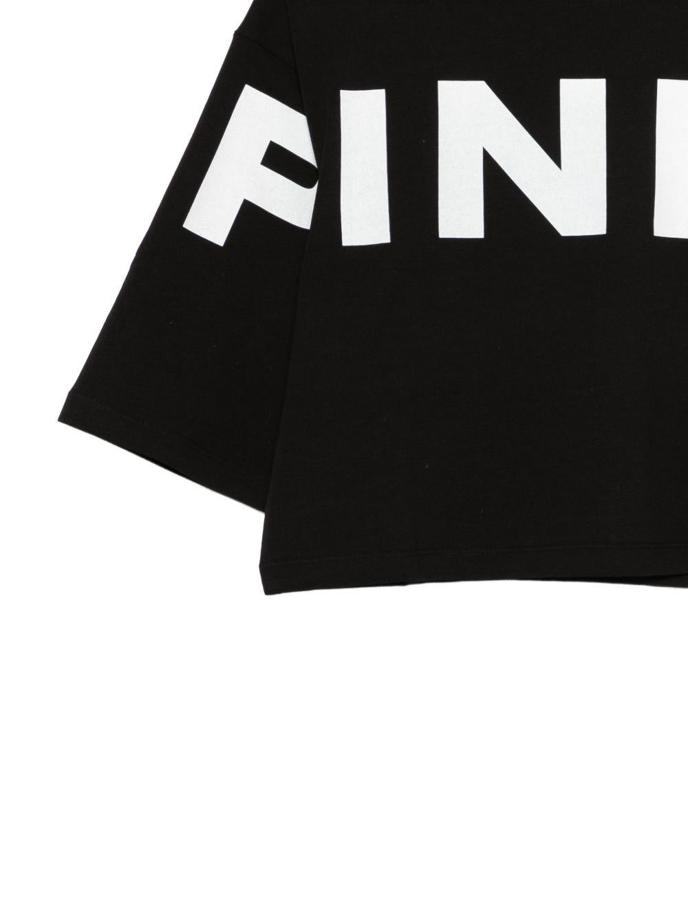 T-shirt nera per bambina KFTS047CJE017 0211 Pinko Kids 