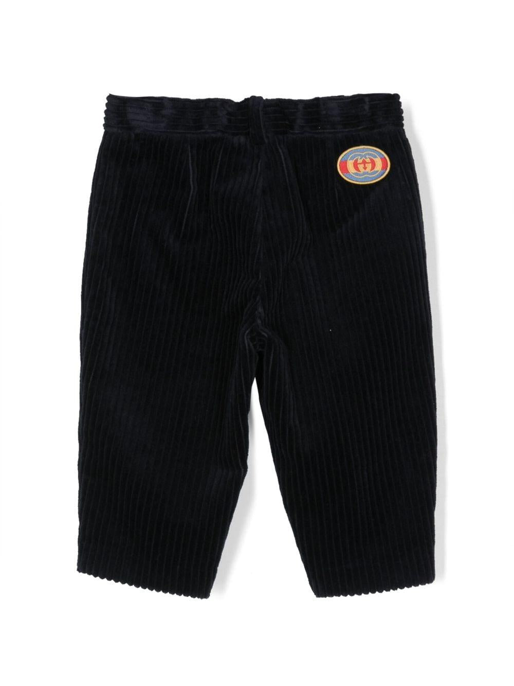 Blue velvet trousers for newborns