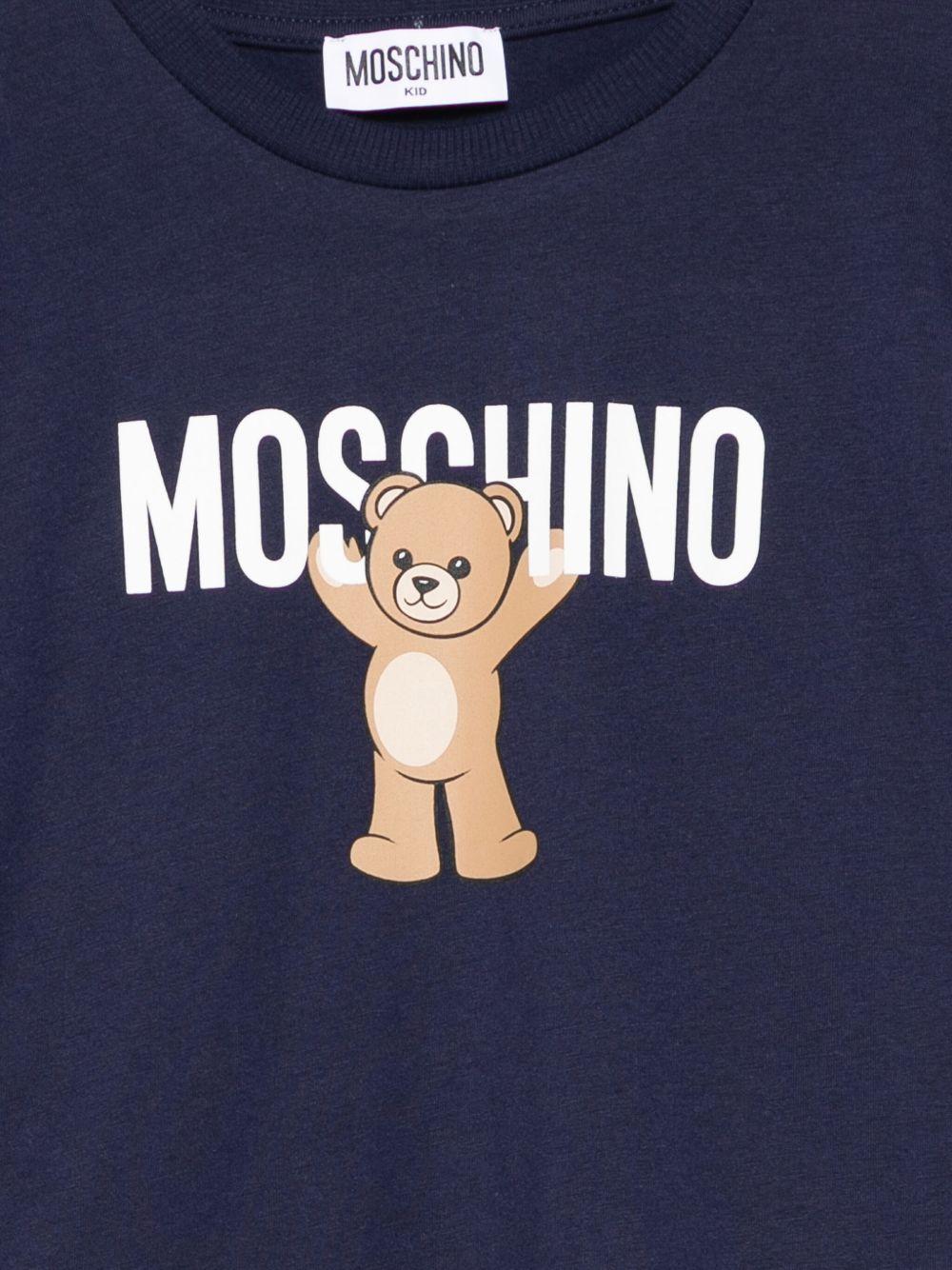 T-shirt blu navy per bambino HMM05GLAA10 40016 Moschino Kids 