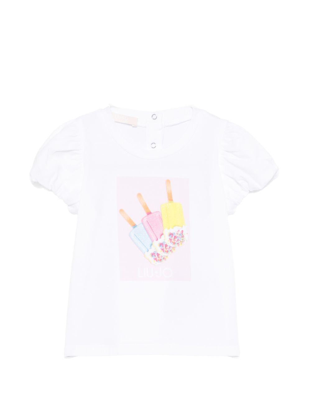 T-shirt bianca per bambina HA6026JS003 V9828 Liu Jo 