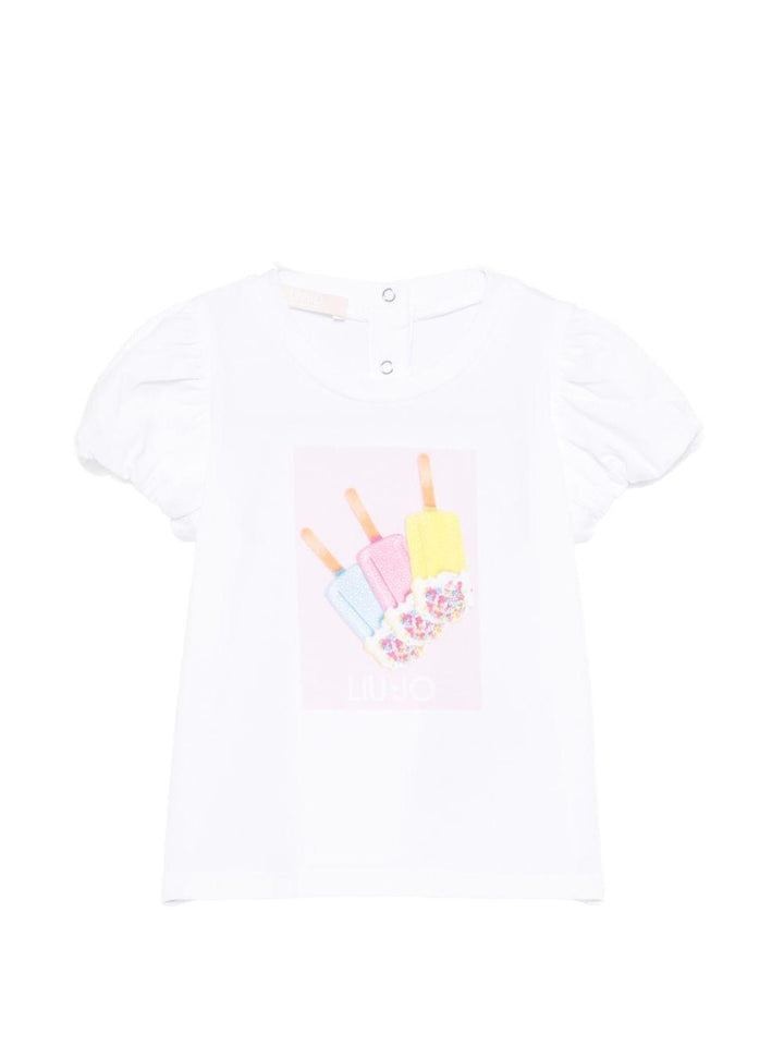 T-shirt bianca per bambina HA6026JS003 V9828 Liu Jo 