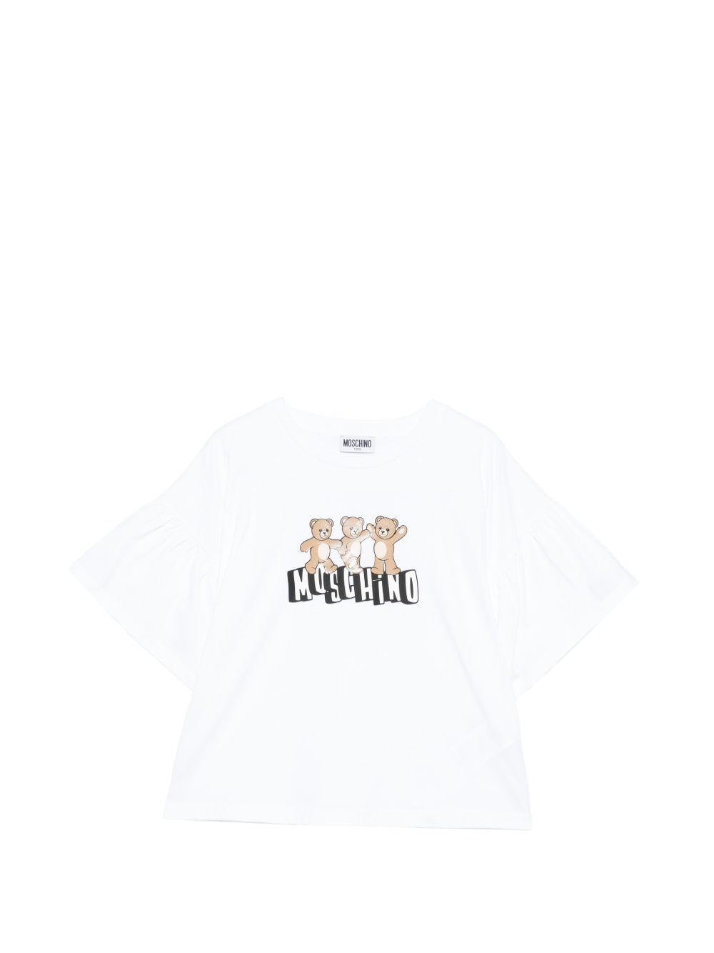 T-shirt bianca per bambina HDM077LAA23 10101 Moschino Kids 