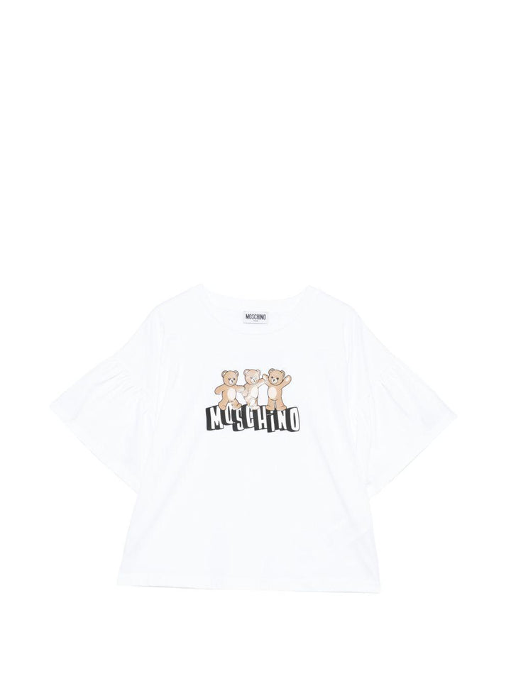 T-shirt bianca per bambina HDM077LAA23 10101 Moschino Kids 
