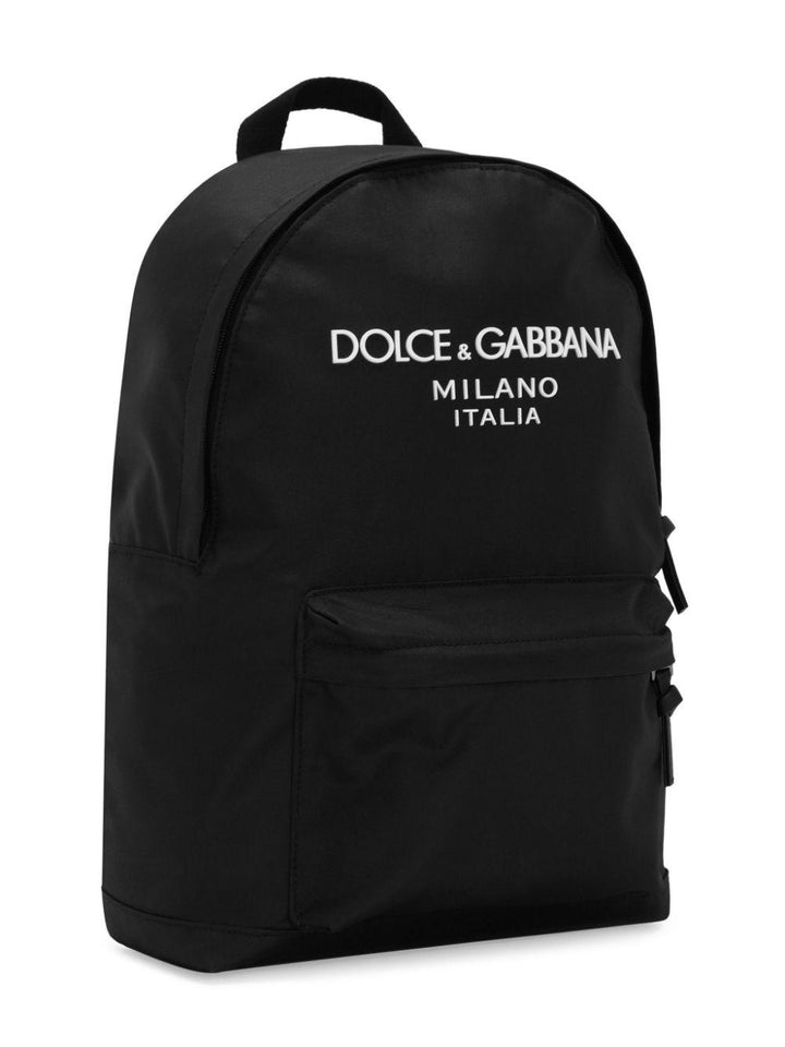 Black backpack for children with logo