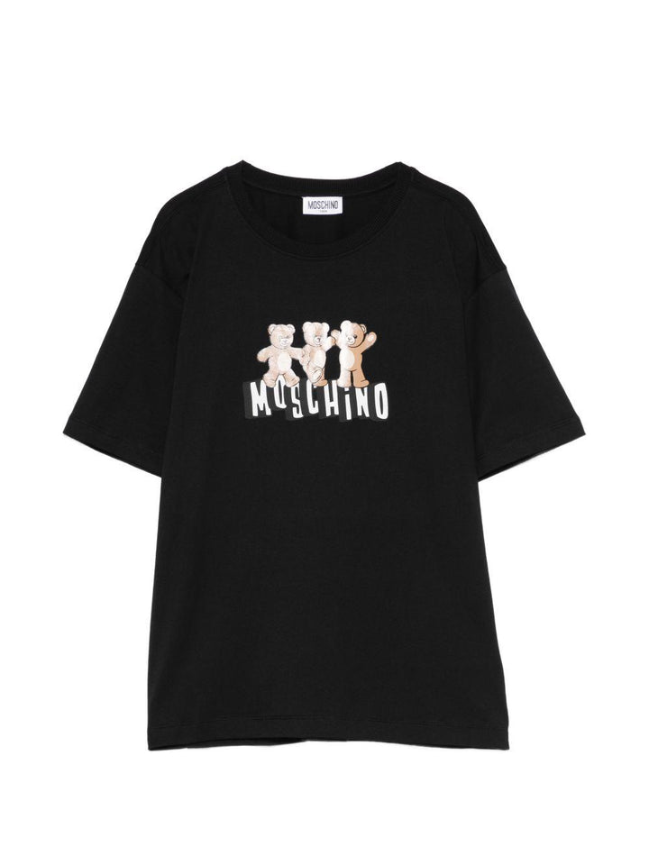 T-shirt nera per bambino HUM05PLAA23 60100 Moschino Kids 