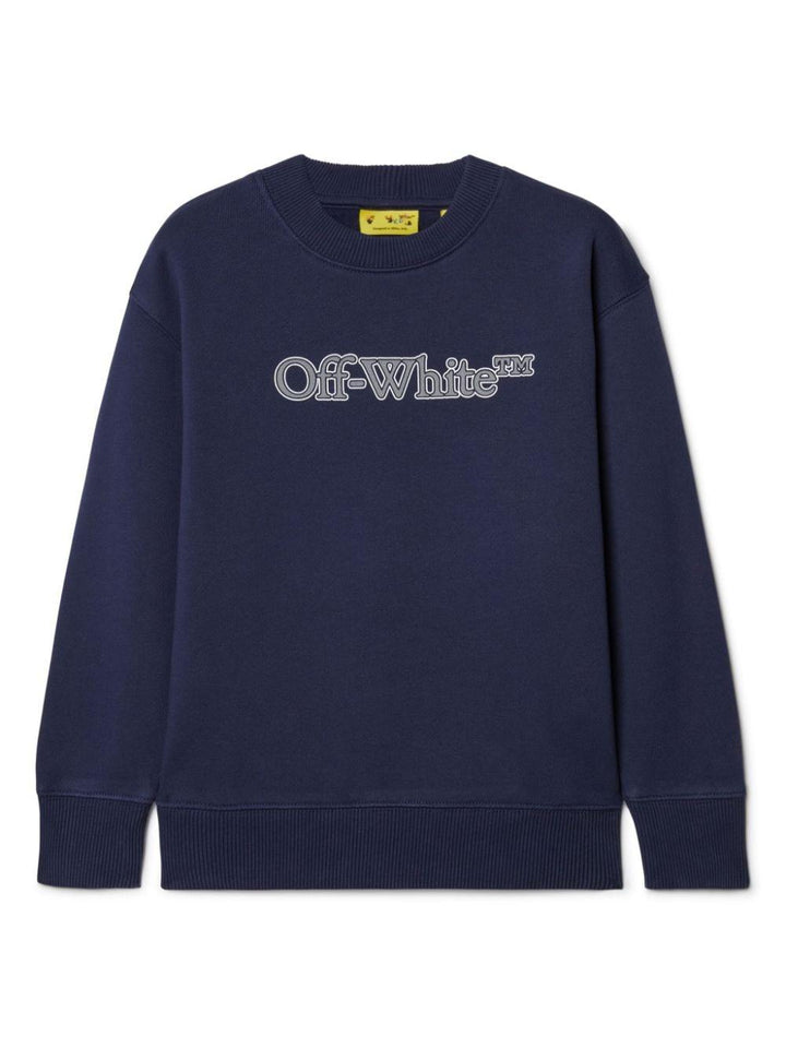 Felpa per bambino in cotone blu navy OBBA001F24FLE005 4680 Off White Kids 