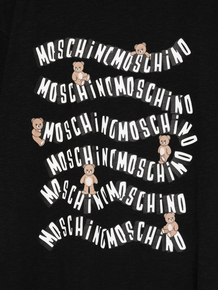 T-shirt nera per bambino HXM05GLAA52 60100 Moschino Kids 