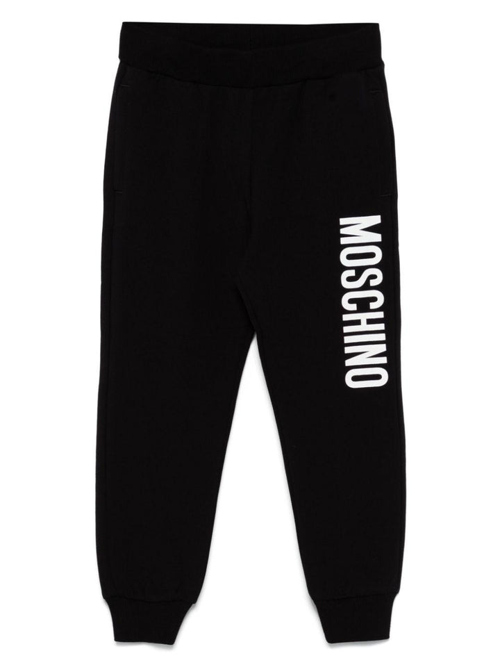 Black trousers for boys with logo