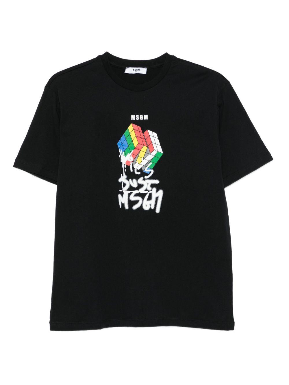 T-shirt nero per bambino F5MSJBTH302 110 Msgm Kids 