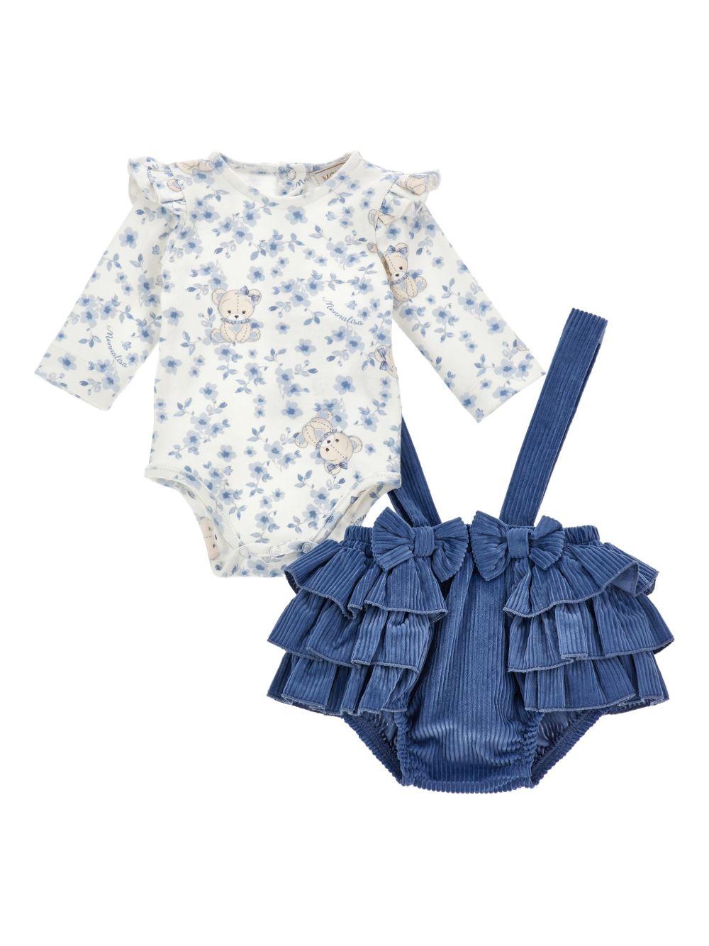Completo bianco/blu per neonata 35F5076008 0151 Monnalisa Kids 