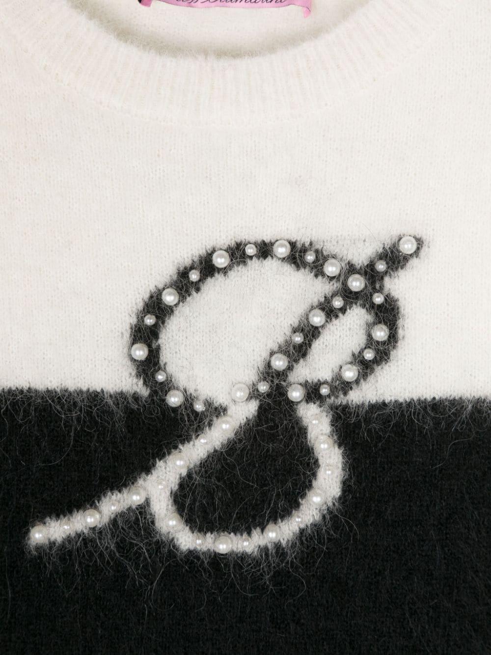 Black/white sweater for girls with logo