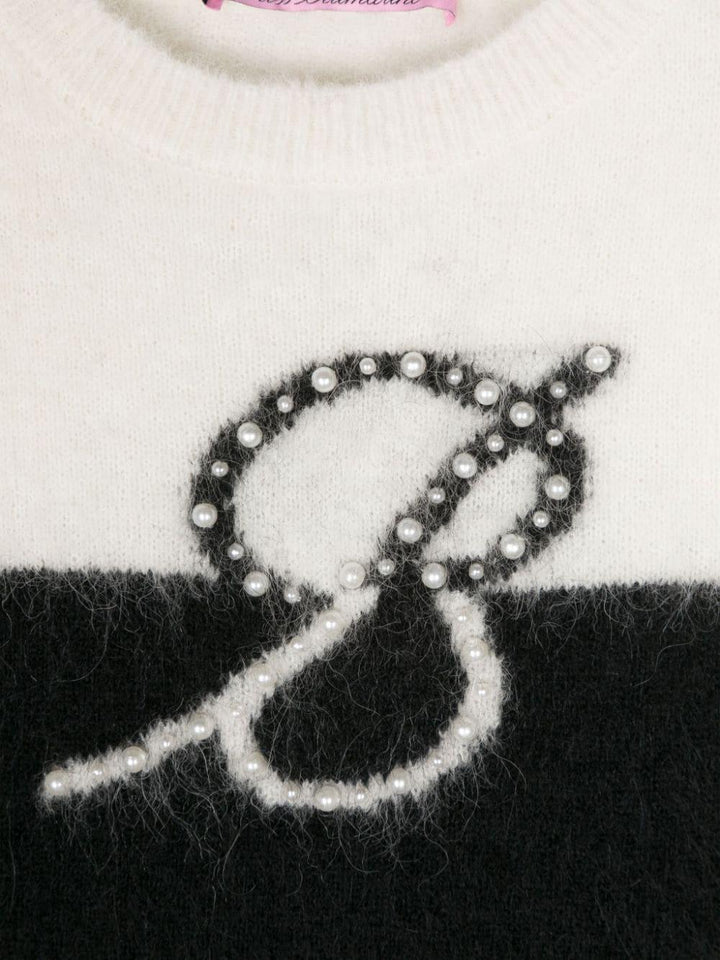 Black/white sweater for girls with logo