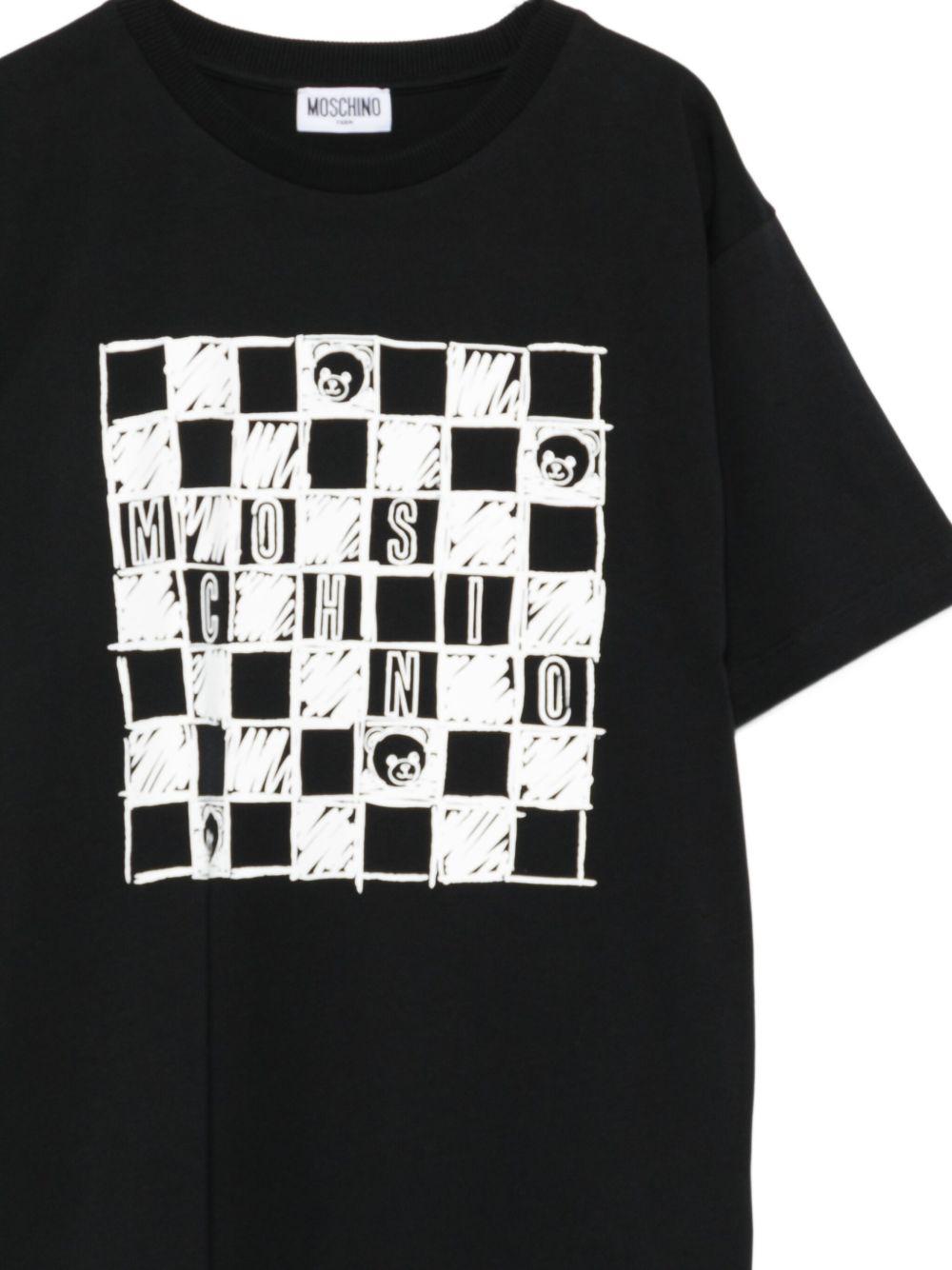 T-shirt nero per bambino HUM05GLAA01 60100 Moschino Kids 