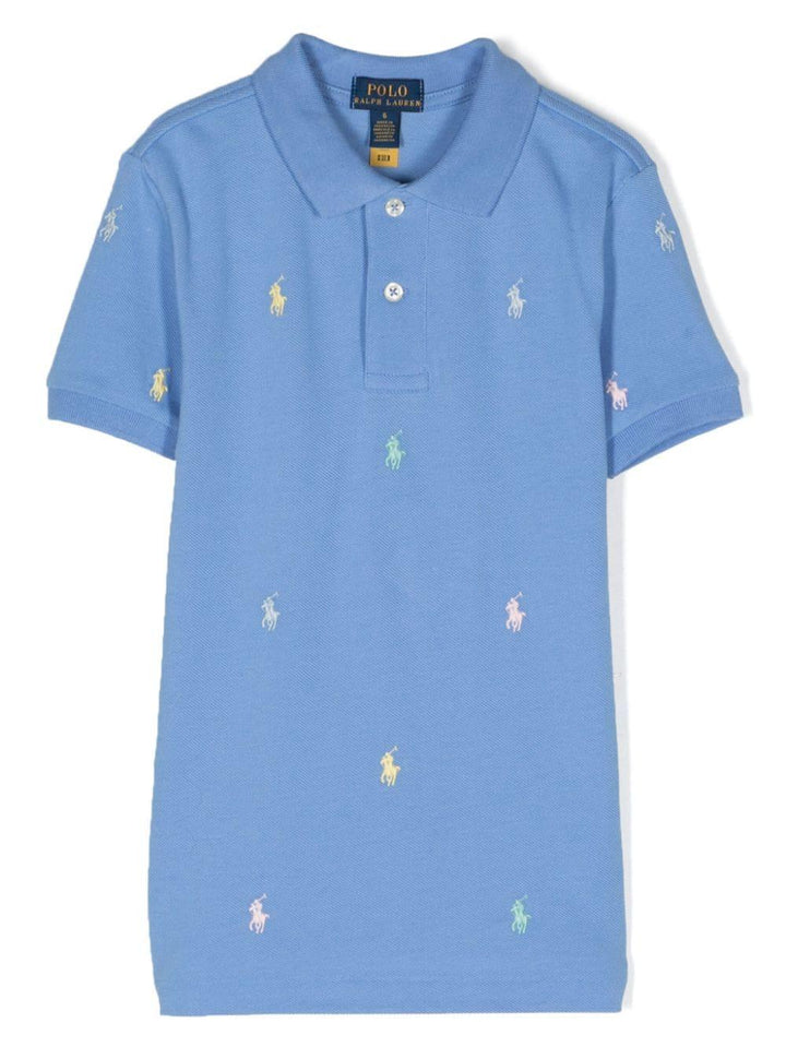 Light blue polo shirt for boys with logo