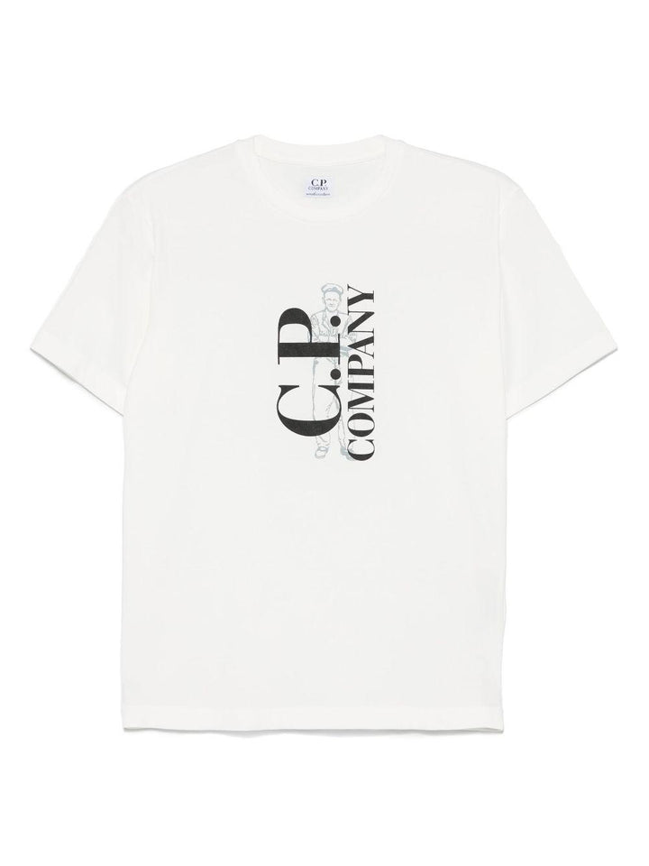 White t-shirt for boys with logo