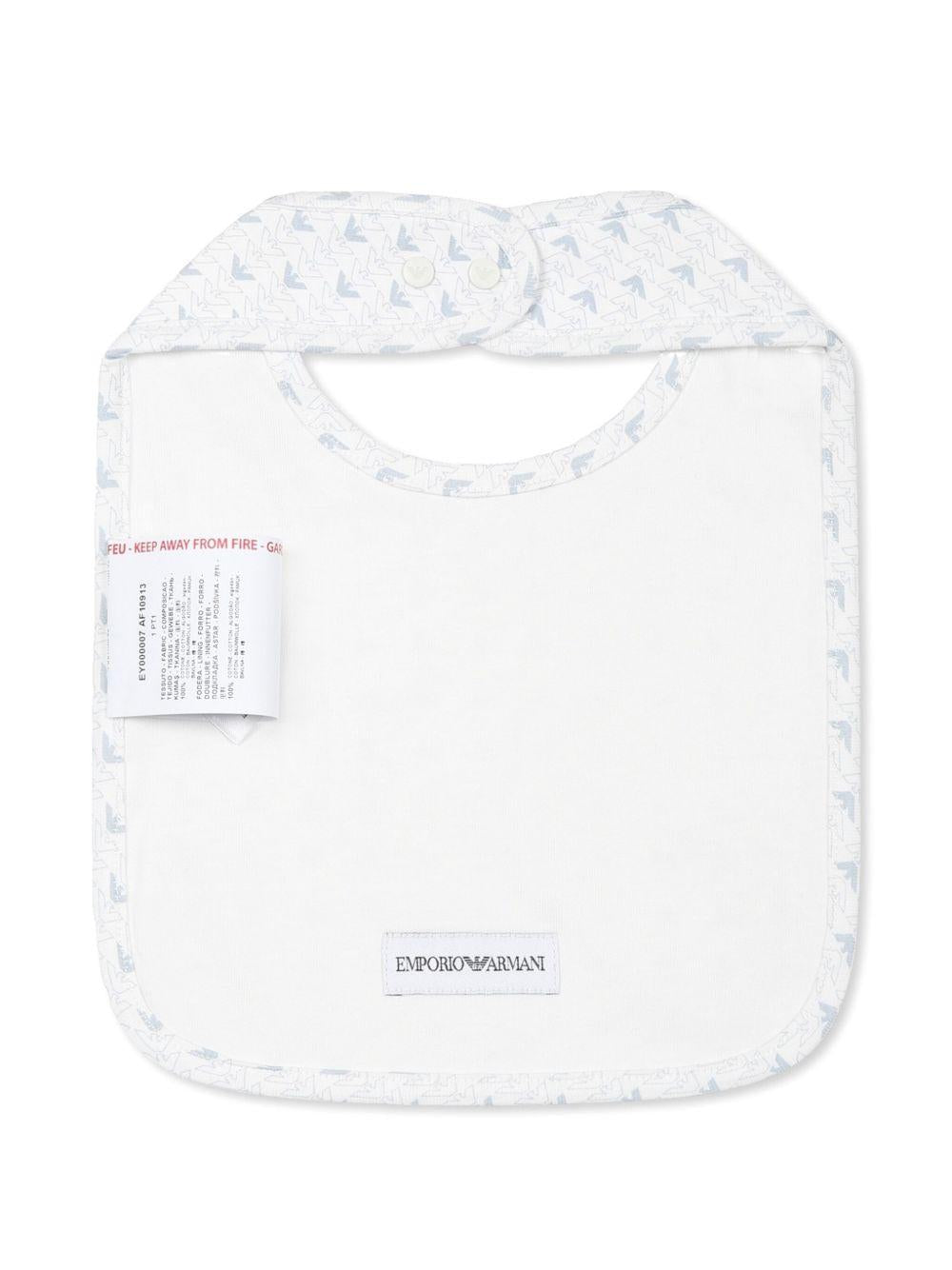 Bavetta bianca/celeste per neonato EY000007AF10913 FB054 Emporio Armani Kids 