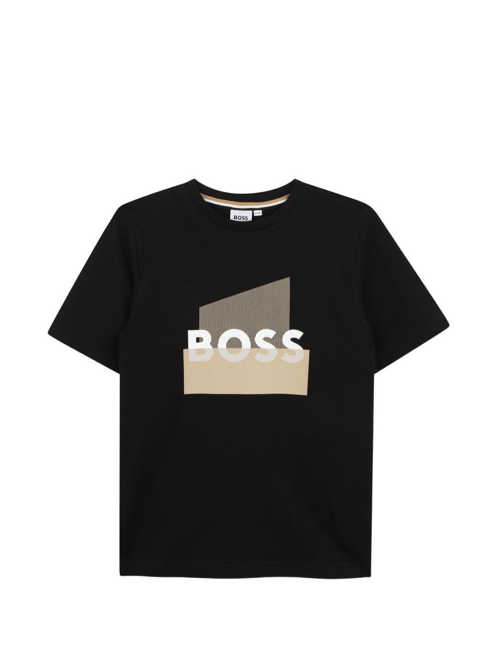 T-shirt nera per bambino J52978 09B Boss Kids 