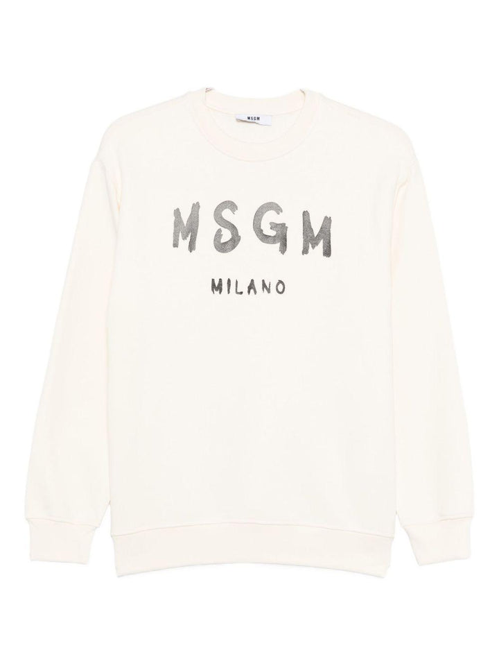 Felpa bianco sporco per bambino F5MSJUSW018 013 Msgm Kids 