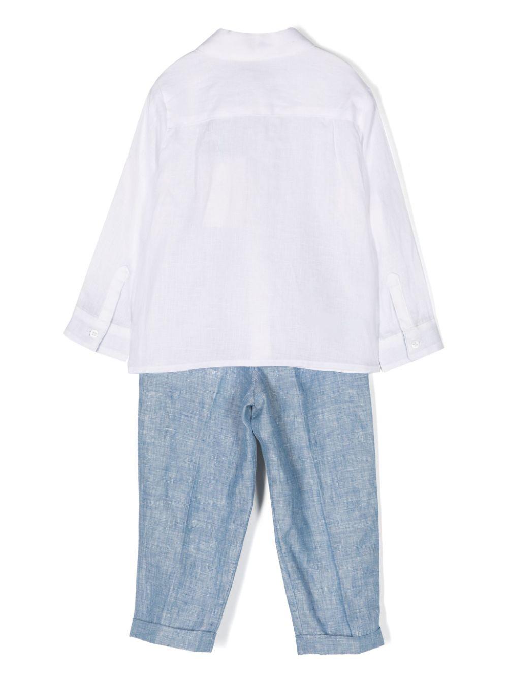 Completo elegante bianco e azzurro per neonato