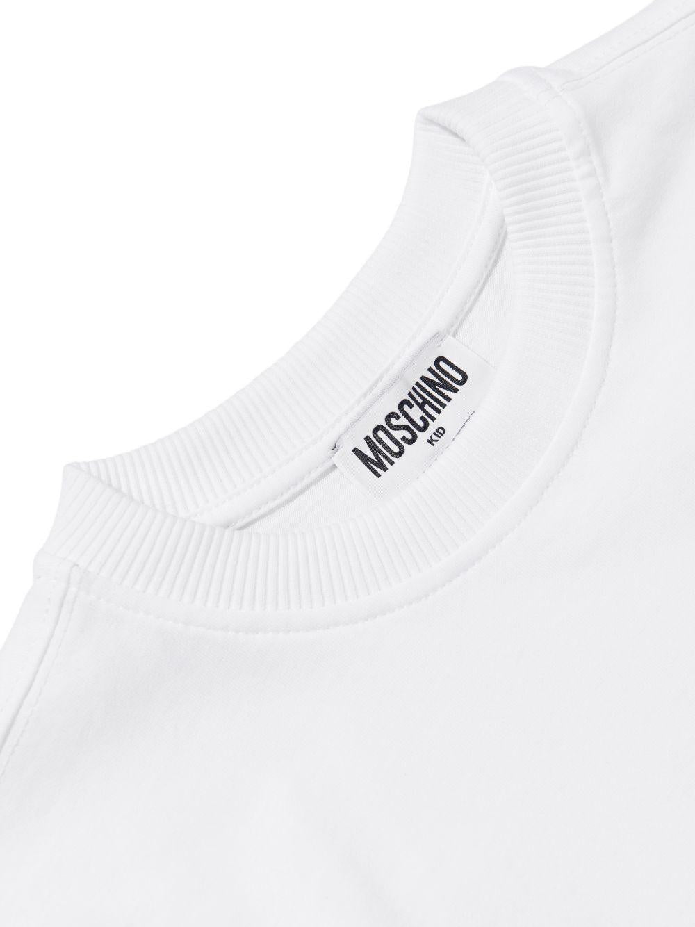T-shirt bianco per bambino HUM05MLAA01 10101 Moschino Kids 